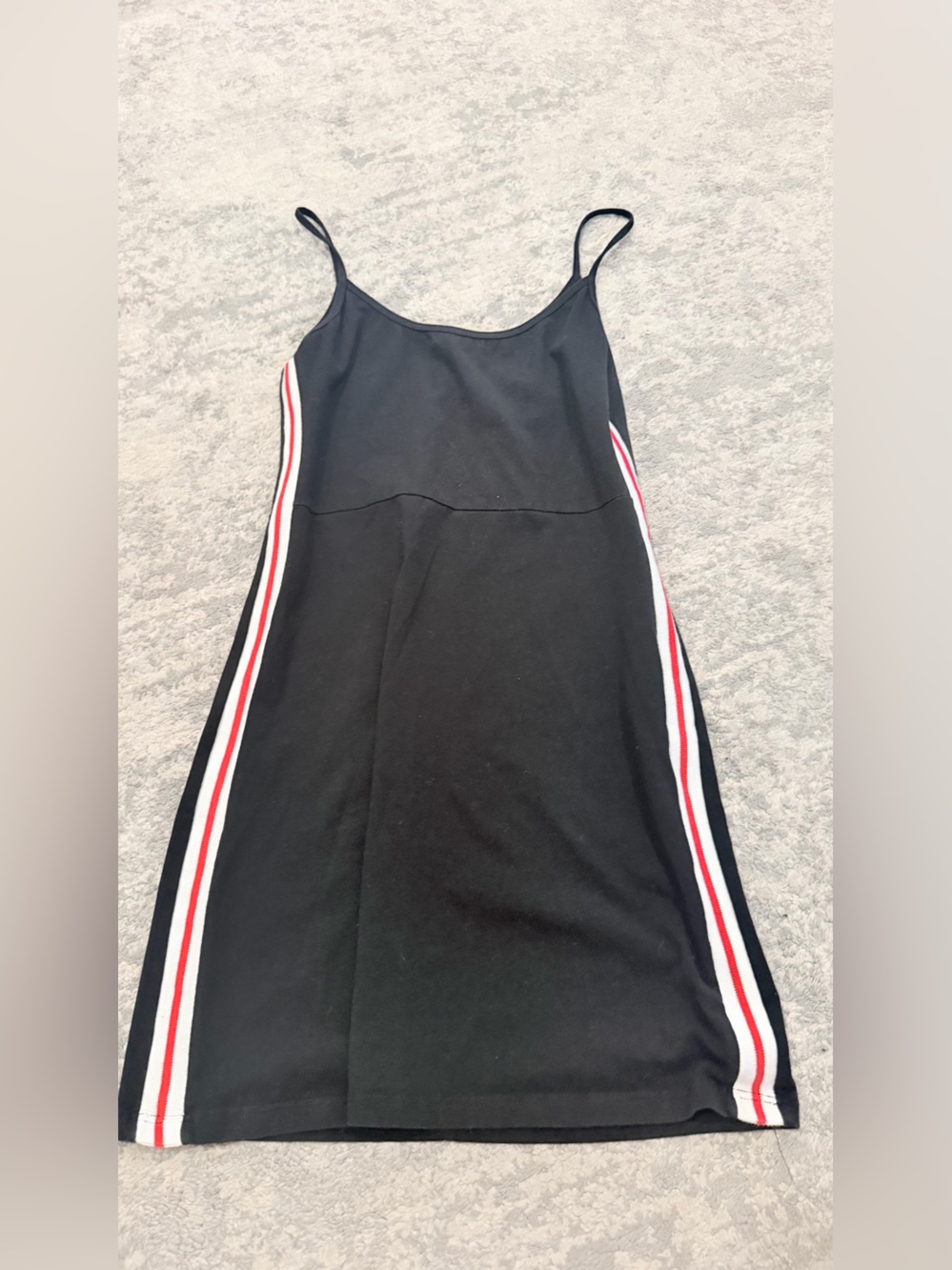 Brandy Melville Black with Red and White Side Stripes Dress